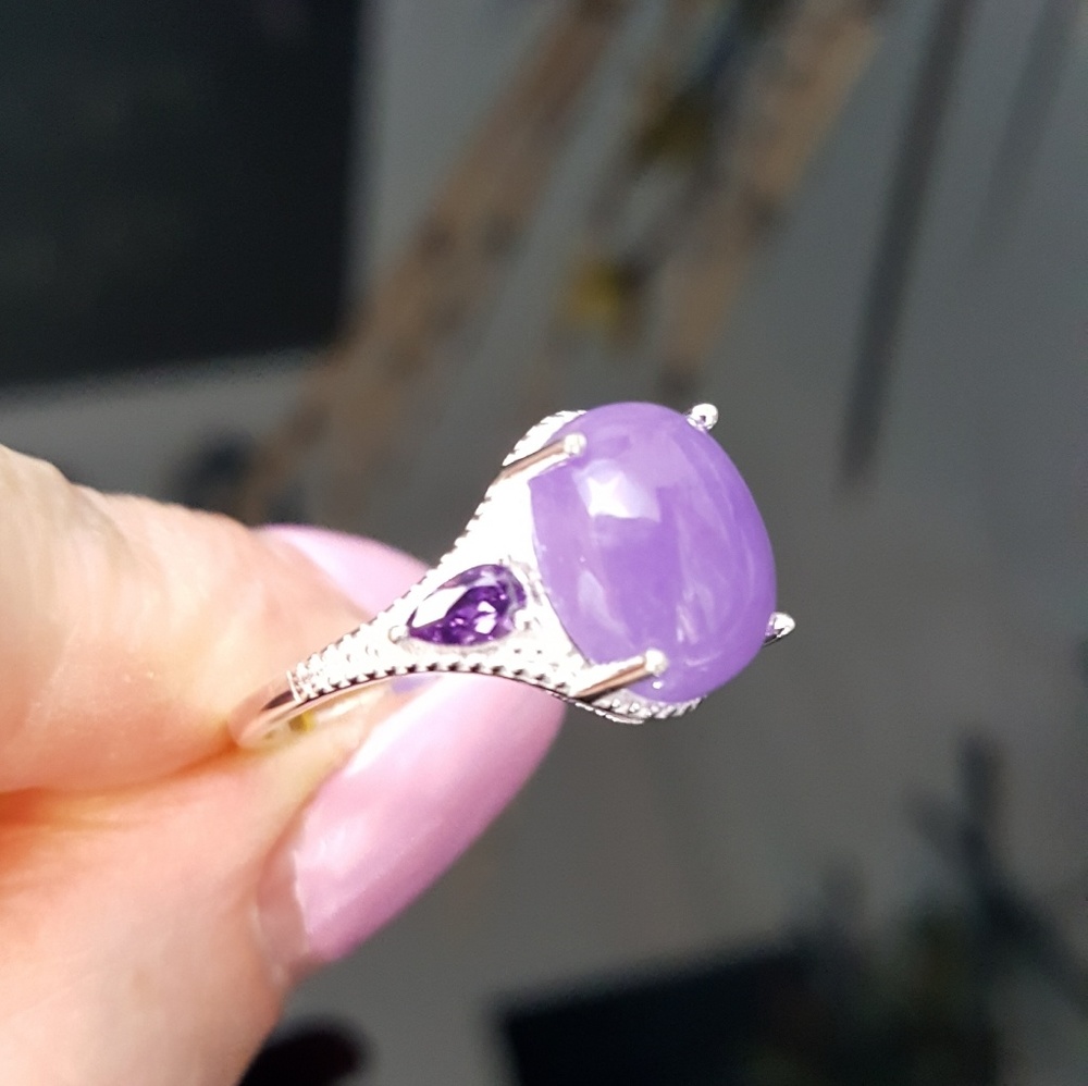 Burmese Purple Jade n Purple CZ - Picture 4 of 8